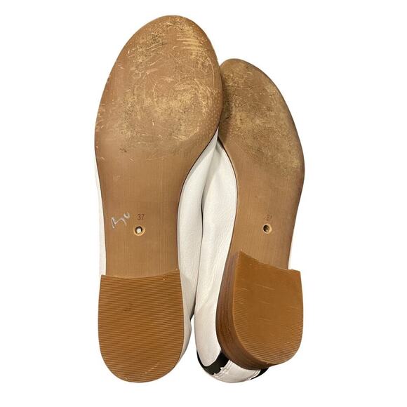 Everybody by BZ Moda 7M (EU 37) Leather Flats | Rare White & Black Scalloped Vtg - Picture 9 of 10